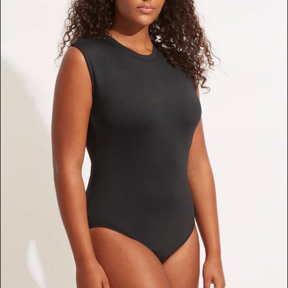 Seafolly Collective Cap Sleeve One Piece in Black Size 4 - Picture 1 of 6